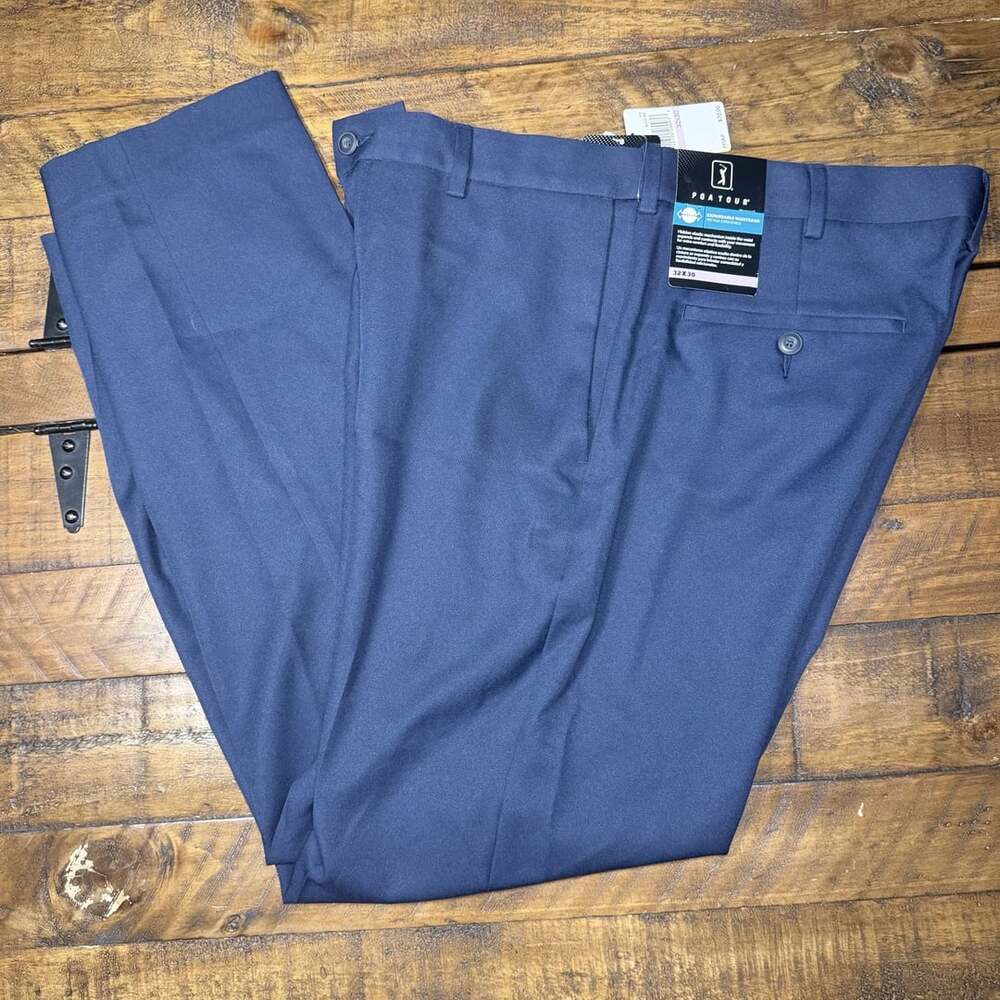 PGA Tour Men's Expandable Waistband Pants Black Iris 32x30